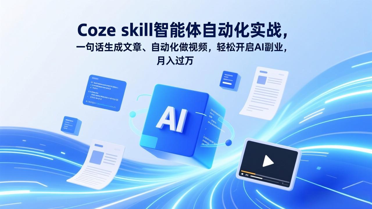 Coze skill智能体自动化实战,一句话生成文章、自动化做视频,轻松开启AI副业,月入过万好创网-专注优质VIP网课 网络创业落地实操课程资源分享 – 每天更新_高质量项目输出好创网